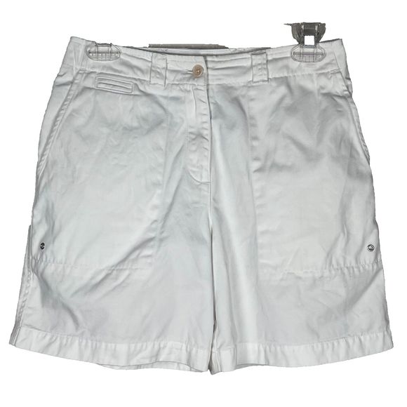 Lauren Ralph Lauren Sz 4P White Cotton Shorts Deep Pockets Double Front Buttons - Picture 1 of 13